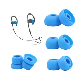hopopwer Replacement Silicone Earbuds Tips for Powerbeats 3 Powerbeats 2, 4 Pairs Earbuds Silicone Ear Tips Set - Small, Medium, Large and Double Flange (Blue)