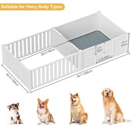 DWVO Whelping Box for Dogs Puppies: 78" x 39.4" x 17.7" Indoor 3-in-1 Dog Pen with Waterproof Mat and 2 Dividers for Small and Medium Dog Breeds (White)