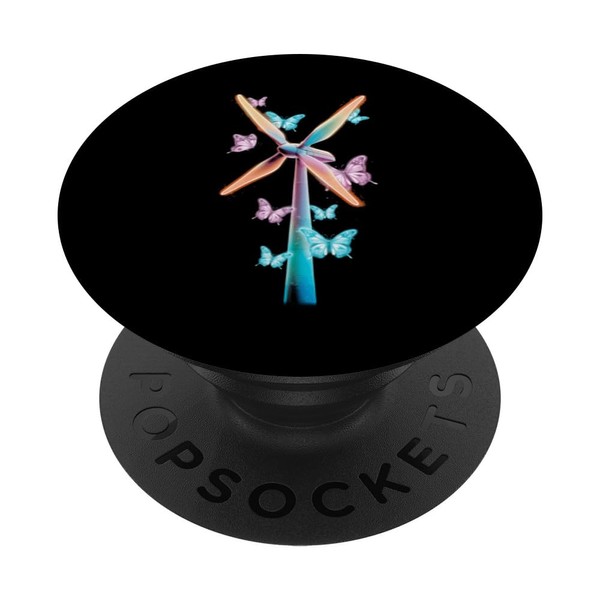Colorful Windmill With Cute Butterflys Magic Wind Turbine PopSockets Standard