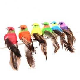 Shiwaki 12 Pcs Birds Figurines Artificial Foam Feather Birds for DIY Crafts Decoration Home Garden Wedding Party Ornament - Colorful Series