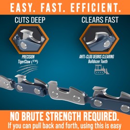 High Limb Rope Saw 53 In - Zero Effort 360 Rope Chain Saw - Sharp Manual Tree Limb Cutter - Hand Chainsaw with Ergonomic Handles and Carrying Case - Fast and Easy Pocket Chainsaw