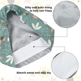 Floraltop 6 Pcs Satin Lined Scrub Caps Women Nurse Surgical Hat with Buttons Ponytail Working Adjustable Pouch Tie Back(Fresh Style)