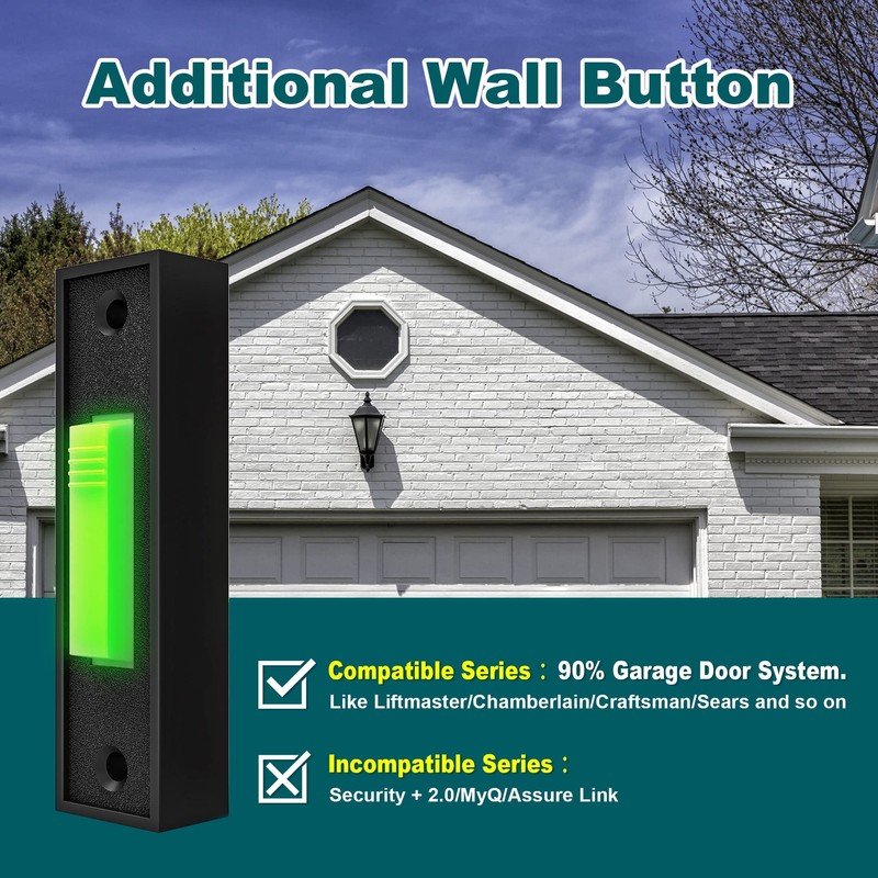 Universal Garage Door Opener Wire Switch, Replacement Wired Lighted Garage