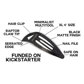 Tacticlip - XL Snap Hair Clip Multitool Barrettes for Thick Hair, Large 2 Pack, Jumbo Salon Women Accessories, Tactical Black Metal
