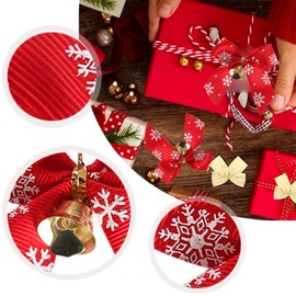 Christmas Bow, Pack of 50 Christmas Glitter Bowknots Satin Bows Festival Christmas Decorations Christmas Arch Red with Snowflakes Bell for Christmas Tree Gift Box Decoration