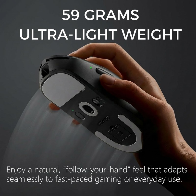 MCHOSE A7 V2 Ultra Wireless Gaming Mouse, 59g Ultra-Lightweight with