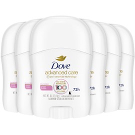 Dove Advanced Care Deodorant, Travel-Size, Clear Finish 6-Pack – Mini Deodorant Sticks, 0.5 Oz Ea