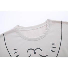 CYCHELRY Big Girls Pajamas Lovely 2PCS Soft Grey and Blue Cat Short Sleeve with Pants Sleepwear Teens PJS Clothes Size 6