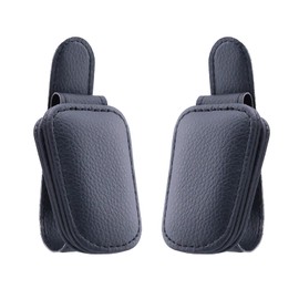 JASKFG Car Visor Sunglasses Holders, 2 Pcs, Magnetic, Leather, Glasses and Ticket Card Clip, Suitable for Car Interior Visor and Different Size Eyeglasses (2, Black)