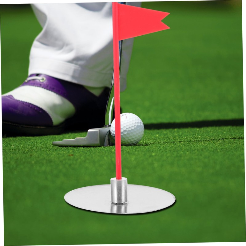 BIUDECO 1set Thickened Golf Hole Cup Flag Stainless Steel and