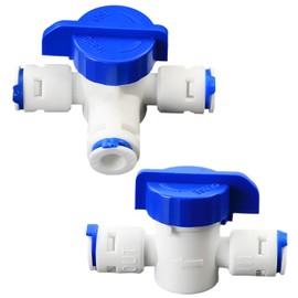 2pcs Water Filter Adapters, 1/4" T-Shaped Three-Way Valve with Switch, Push-to-Connect Outlet Fitting, Quick-Connect Plastic Pipe Connector, Compatible with Reverse Osmosis Water Filtration Systems.