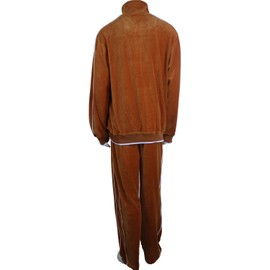 Sweatsedo Burnt Orange Mens Velour Tracksuit with White Piping (Medium)