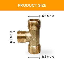 Brass Pipe tee 1/2" male x 1/2" male x 1/2" male Equal Tee 0,5 Half inch for Repair 3 Way Pipe Fitting