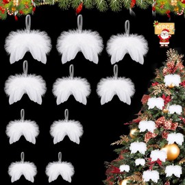 Pack of 10 Angel Wings Decoration, Angel Wings Pendants, Christmas Tree Decoration, Feathers Decoration, Angel Wings Christmas Tree Decoration, DIY Wedding Decoration, White (10) (B)