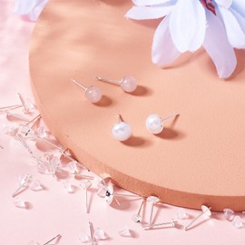 Sparkeads 100 Pcs 925 Sterling Silver Plated Earrings Posts Flat Pad Earring Pin Studs with 100 Pcs Ear Nuts for Earring Craft Jewelry Making DIY Women Accessory Decoration