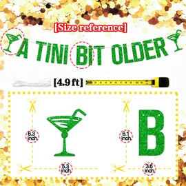 A Tini Bit Older Banner, cartel de cumpleaños de fiesta mexicana/taco, suministros de decoración de cumpleaños y despedida de soltera, purpurina verde
