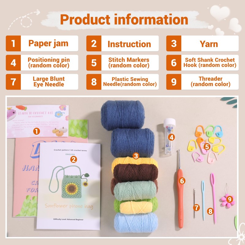 Fedmut Crochet Kit for Beginners - Phonebag Crochet Starter Kit