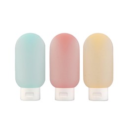 Refillable Plastic Squeeze Bottles 3 Pack Travel Toiletry Bag for Shower Gel Shampoo Lotion