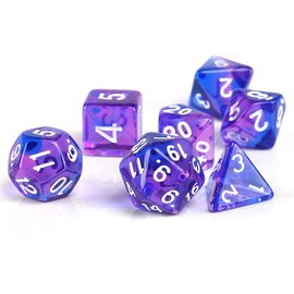 GWHOLE 7 PCS Polyhedral Dice Set Dungeons and Dragons Table Game Dice for D&D, DND, GRP with Black Pouch, Crystal Purple