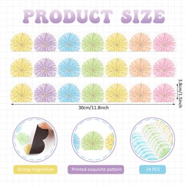TaoBary 24 Pcs Pastel Pom Magnetic Borders for Classroom Whiteboard 11.8 x 1.5" Pastel Pom Magnetic Bulletin Board Borders Scalloped Strips Trim Decor for Classroom School Office Chalkboard Wall
