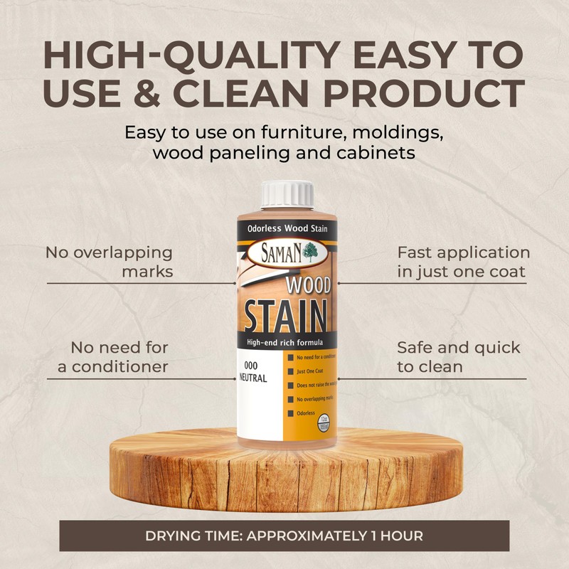 SamaN Interior Water Based Wood Stain - Natural Stain for