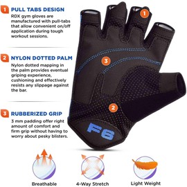 RDX Weight Lifting Gloves for Gym Workout - Breathable with Padded Anti Slip Palm Protection - Great for Fitness, Bodybuilding, Powerlifting, Strength Training, Weightlifting, Cycling & Exercise
