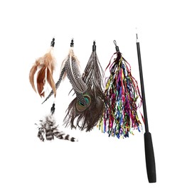 SUPVOX 6pcs Interactive Cat Teaser Stick and Replacement for Indoor Play Strengthen Fun Training Toy for