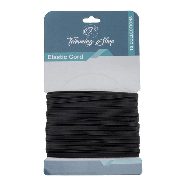 6mm Elastic Flat Black Elastic Cord, 10 metres, Soft &