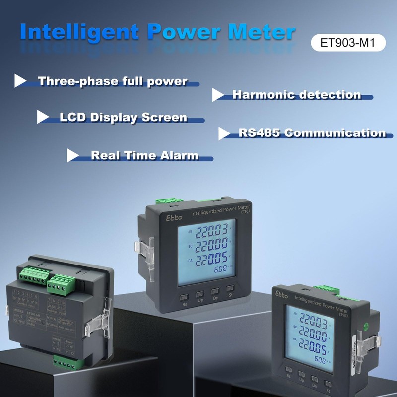 Intelligent Power Meter 3 Phase Current Voltage Power Meter for