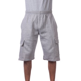 Pro Club Men's Fleece Cargo Short, Heather Gray, X-Large
