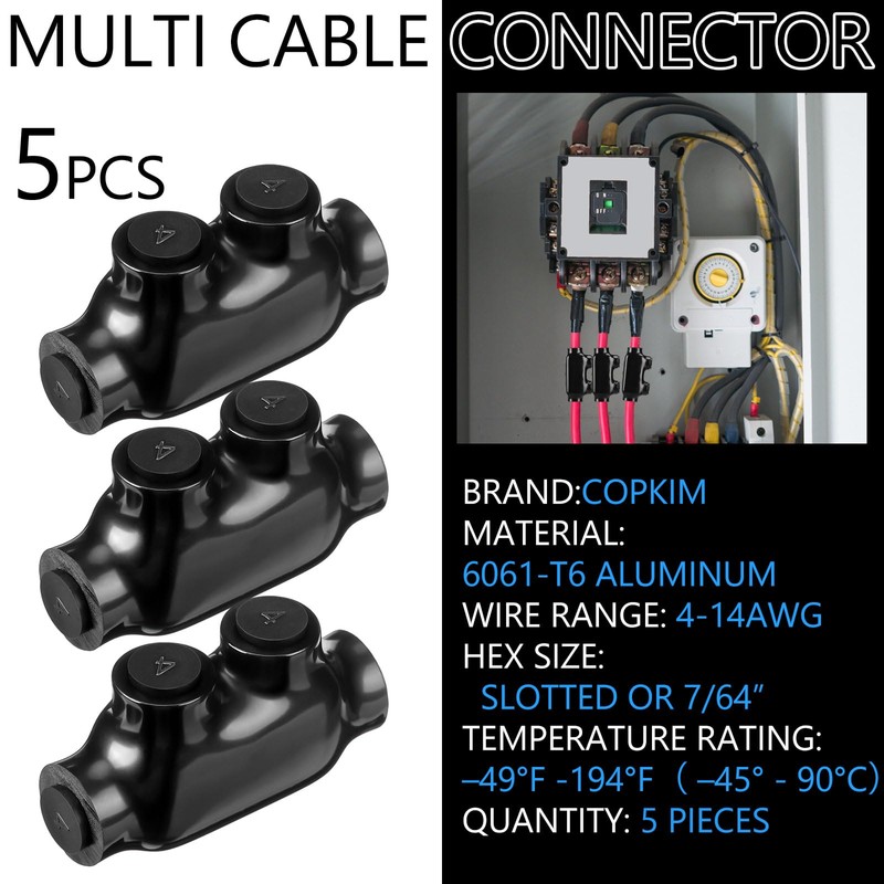 Copkim 5 Pcs Insulated Wire Connectors Black Splice Connector 2