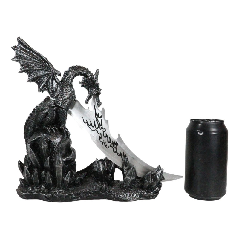 Fantasy Leviathan Dragon On Graveyard Skull With Fire Dagger Letter