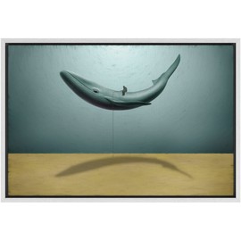 SIGNWIN Framed Canvas Print Wall Art Surreal Ocean Whale Desert Landscape Fantasy & Sci-Fi Abstract Digital Art Modern Art Boho Decorative Whimsical for Living Room, Bedroom, Office - 24"x36" White