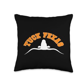 Tuck Fexas Horns Down Throw Pillow, 16x16, Multicolor