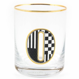 MACKENZIE-CHILDS Monogram Tumbler, Glass Tumbler with Letter, 14 Ounces, O