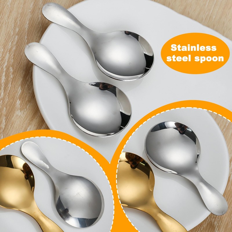 3 Pcs Stainless Steel Short Handle Spoons,Mini Short Handle Spoon,