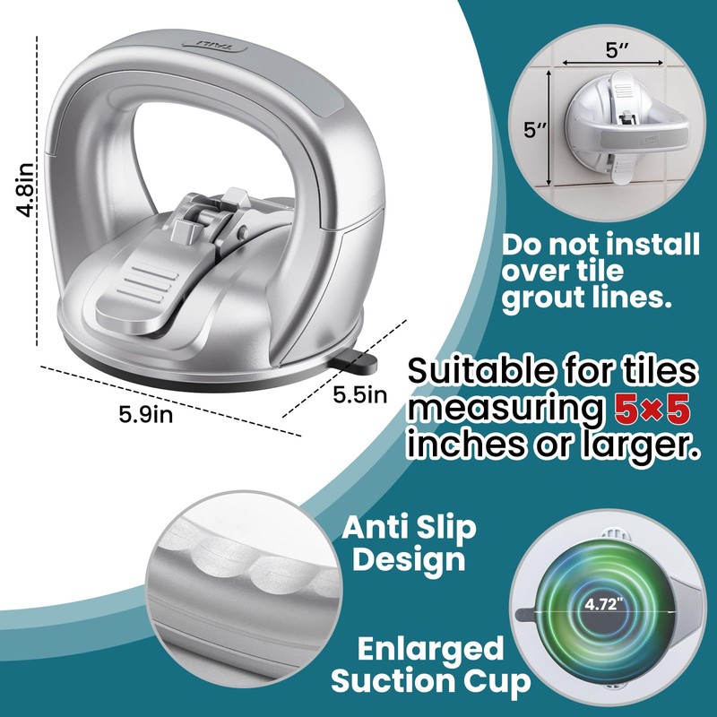 Shower Grab Bars,Suction Handles,Upgraded,Travel,RV,2 Pack,Silver