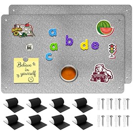 2Pack Magnetic Board,17.7" x 11.8" Magnet Display,for Magnets and Bulletin Board ,Suitable for Wall, Refrigerator, Compartment, Cabinet etc,Comes with Dual Lock Tape for Easy Hanging (silver1ï¼