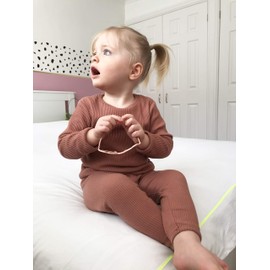 DreamBuy 20 Colours Ribbed Pyjamas / Tracksuit / Loungewear, Unisex, Boys’ and Girls’ Pyjamas, Baby Clothing, Pyjamas for Men and Women, Pink leather colour, 4-5 Jahre