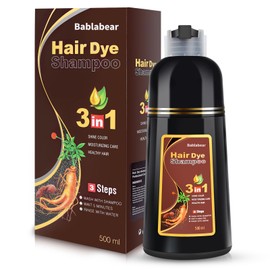 Bablabear Chestnut Brown Hair Color Shampoo Instant Hair Dye 500ML 3 en 1 Color Shampoo para Cabello Oscuro - Duradero y Fácil de Usar