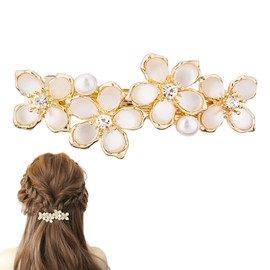 Barrette, Hair Clip, Flower, Pearl, Hair Clip, Elegant, Stylish, Hair Accessory, For Adults, Birthdays, Anniversaries, Coming-of-Age Ceremonies, Graduations, Weddings, Parties, Hair Ornament