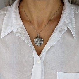 Silverly Women's 925 Sterling Silver Flower Of Life Pendant Chain Necklace, 46cm