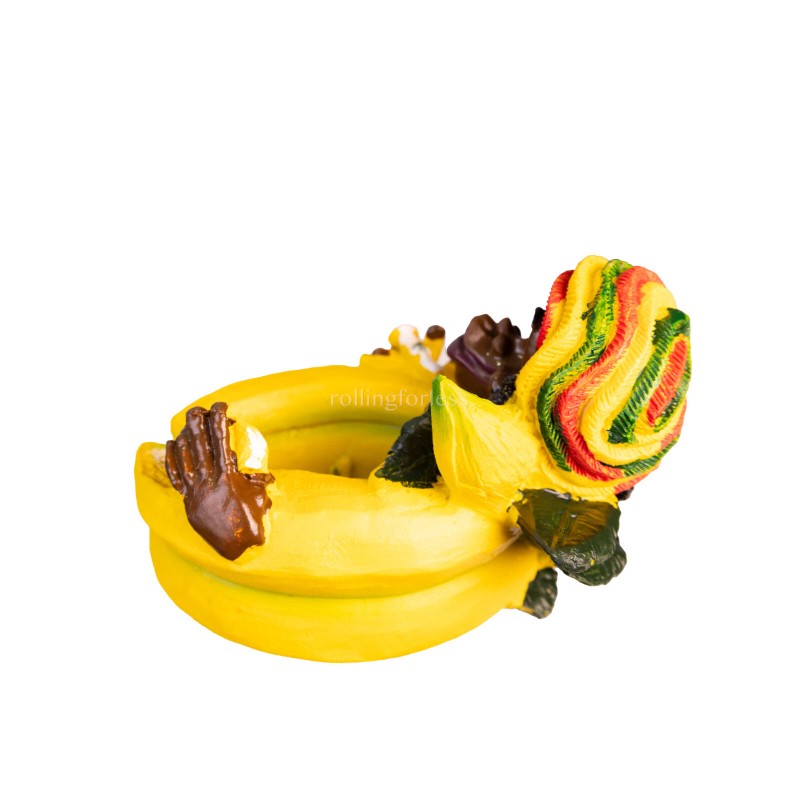 3.5" Small Rasta Jamaican Man Holding Bowl Polyresin Ashtray Decoration