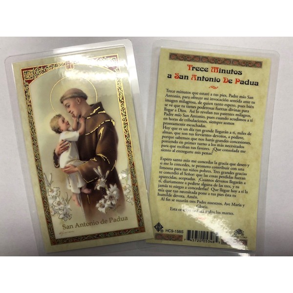 Holy Prayer Cards for 3 Minutes with Saint Anthony De Padua in Spanish