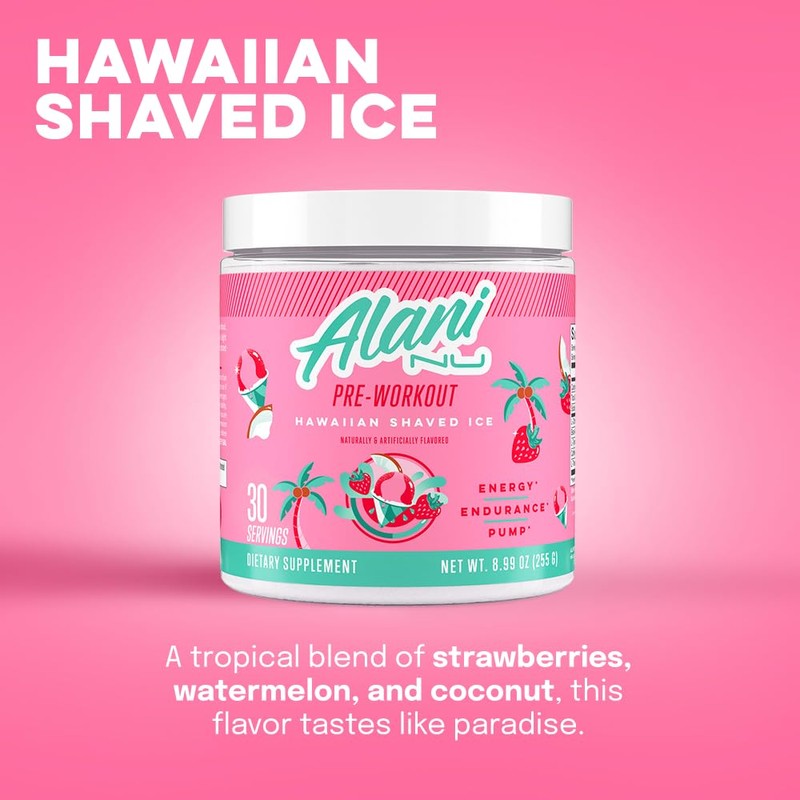 Alani Nu Pre Workout Powder Hawaiian Shaved ICE, Amino Energy