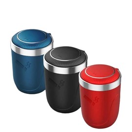 Car Ashtray with Lid with LED Blue Light, Universal Interior Accessories for Cup Holder - Color: Black