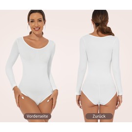 Becotal Shapewear Women's Long Sleeve Body Shaper Tummy Control Thong Bodysuit Sculpting Shaping Strong Shaping Breathable Materials, White