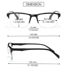 VEVESMUNDO Reading Glasses Men Women Semi Rimless Modern Oversize Eyeglasses (Reading Glasses 5 Pack Half frame, 2.5)