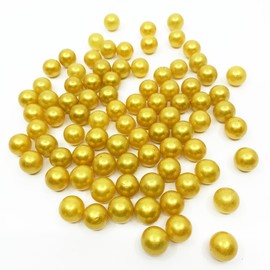 CYS EXCEL Gold Glass Marble Gemstone Vase Filler (3 LBS) | Multiple Color Choices Aquarium Glass Round Marble Beads | Decorative Mosaic Glass Gem Pebbles