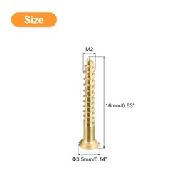 sourcing map Brass Wood Screws, 30Pcs M2 x 16mm Slotted Drive Flat Head Self Tapping Screw Countersunk for Woodworking Furniture